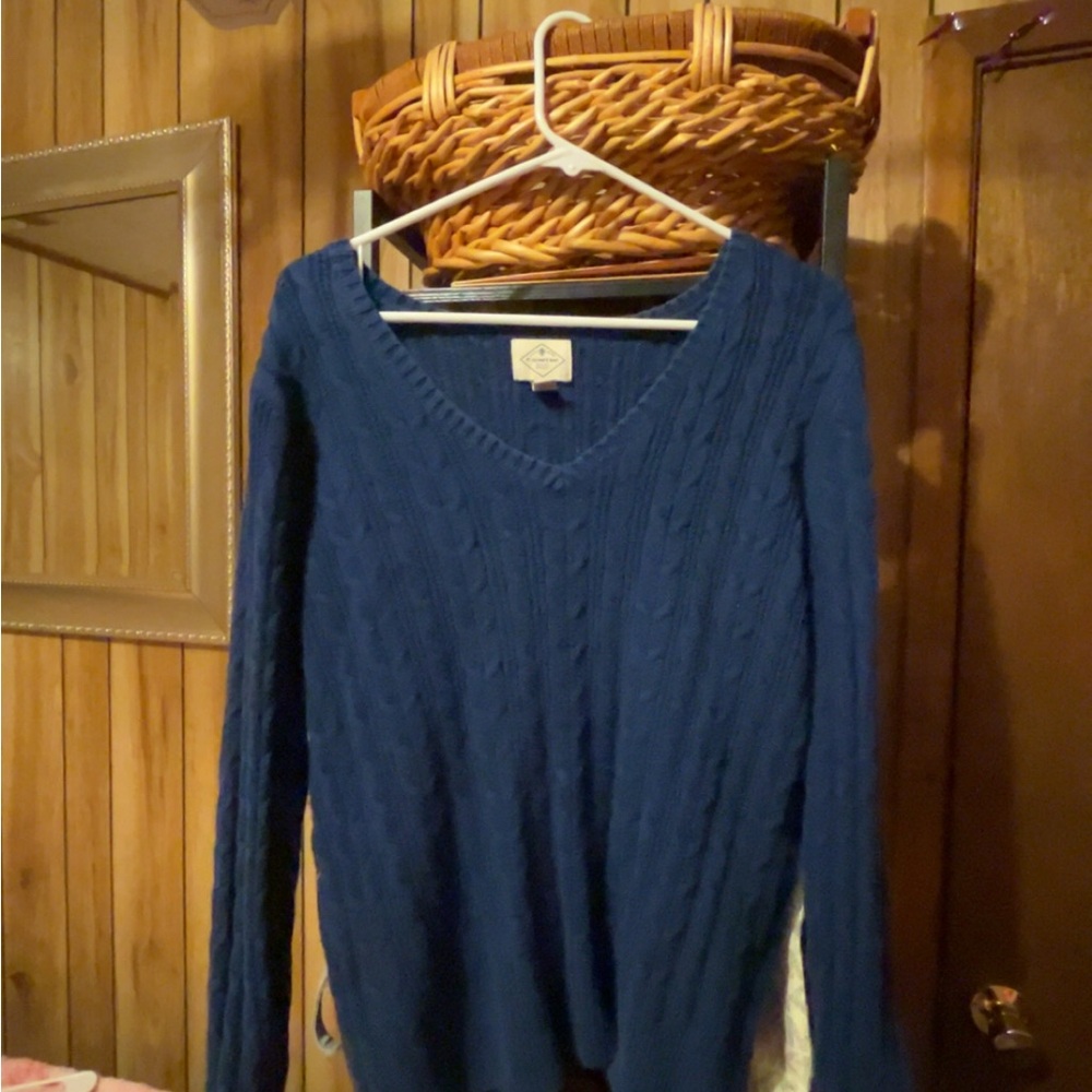 Women's Navy Blue V-Neck Sweater